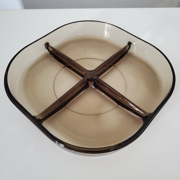 Vintage Italian Smoked Glass Cabaret Mina Serving Dish-1970s - Picture 1 of 3